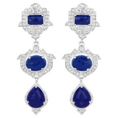 Orecchini pendenti in Lapis Topazio Bianco 9,3 Carati A. Silver