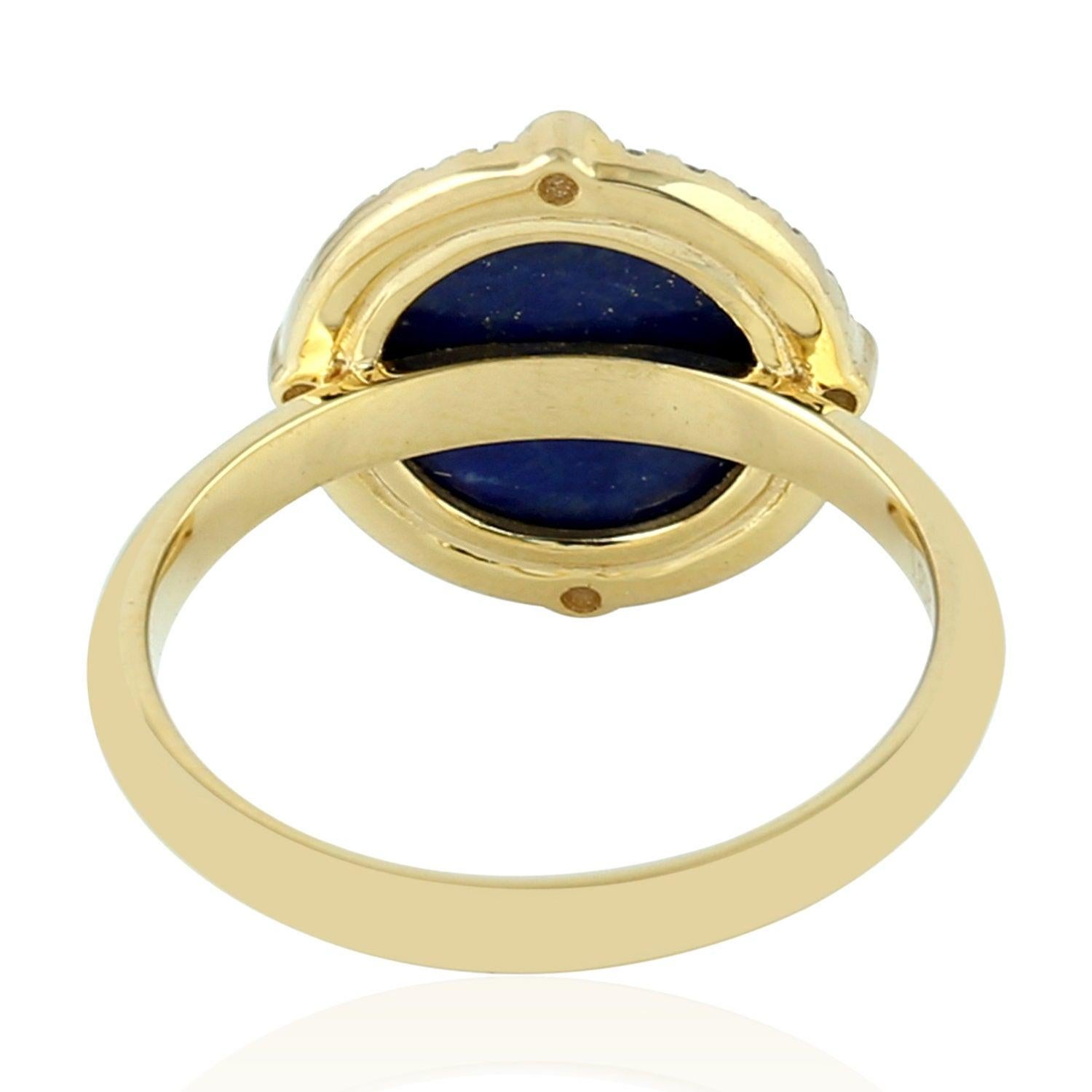 For Sale:  Lapis Diamond 18 Karat Gold Ring 2