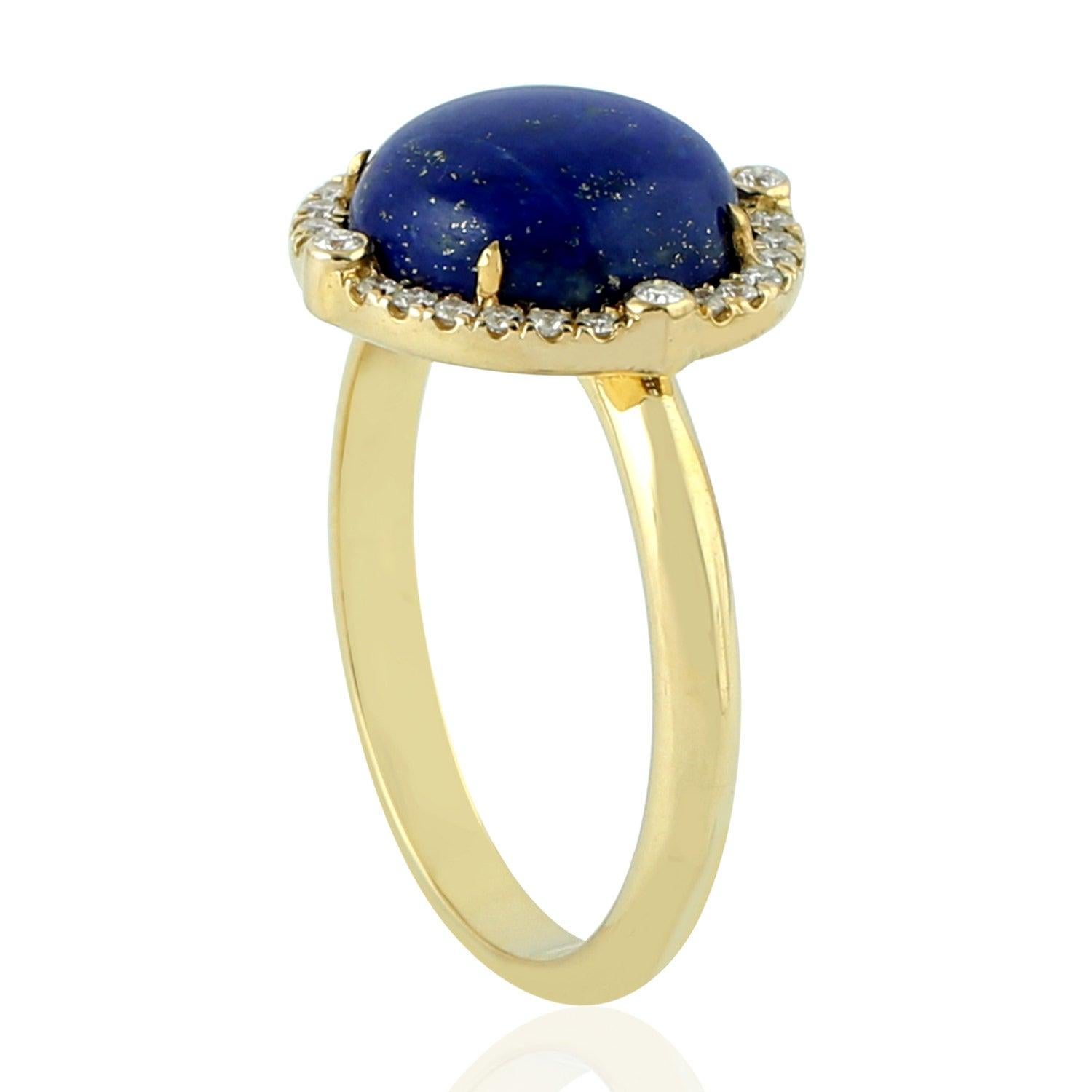 For Sale:  Lapis Diamond 18 Karat Gold Ring 3