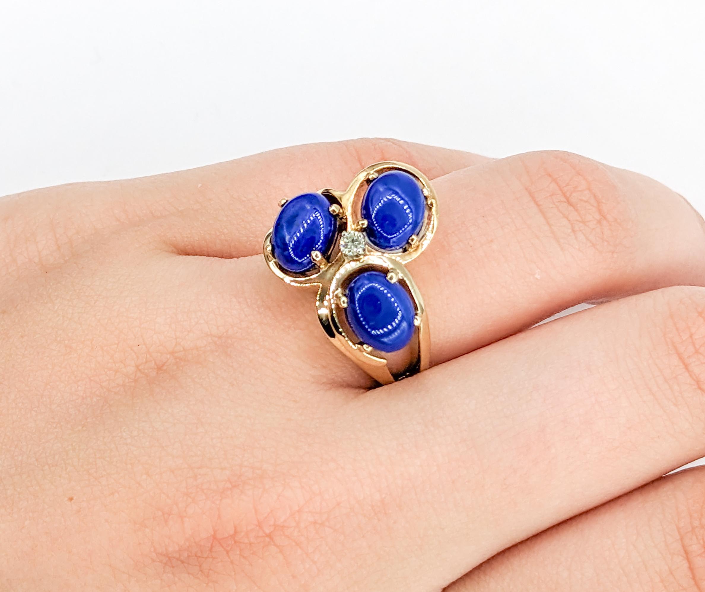 Lapis and Diamond Ring in Yellow Gold For Sale at 1stDibs