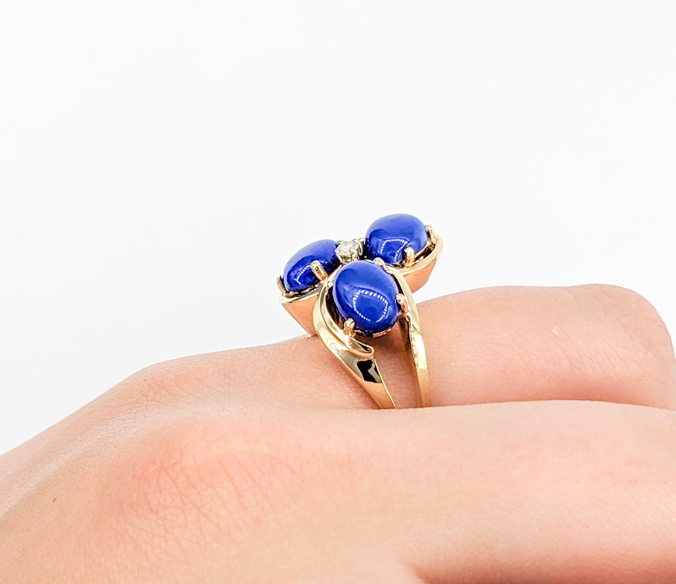 Lapis and Diamond Ring in Yellow Gold For Sale at 1stDibs