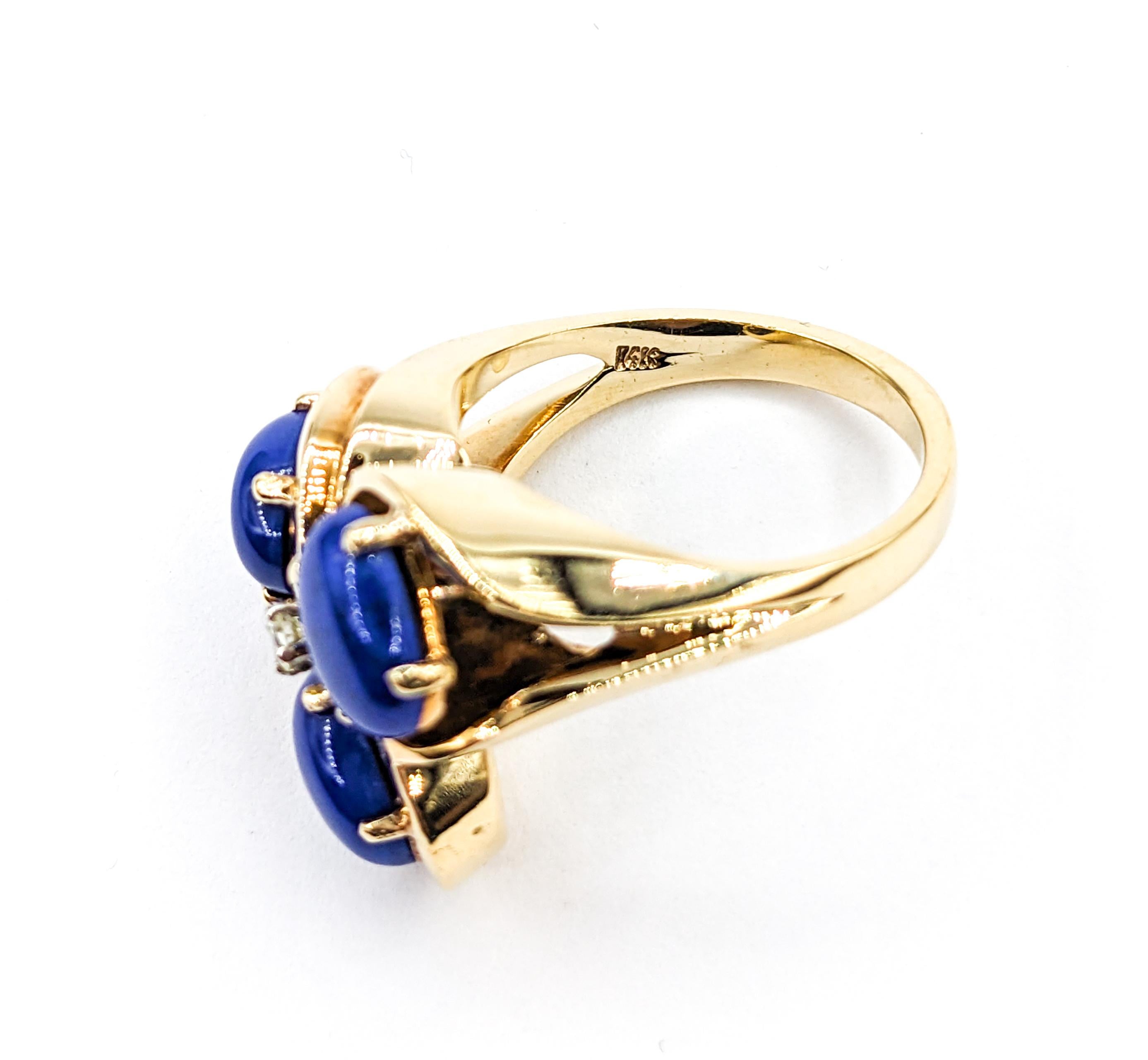 Lapis and Diamond Ring in Yellow Gold For Sale at 1stDibs