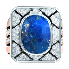 Lapis Diamond Rose and White Gold Cocktail Riing Lapis Diamond Rose and White Gold Cocktail Riing