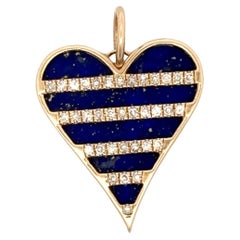 Collana con ciondolo a strisce di lapis e diamanti in oro giallo 14 carati Made in Italy