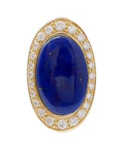 Lapis, Diamonds, 18 Karat Yellow Gold Earrings.