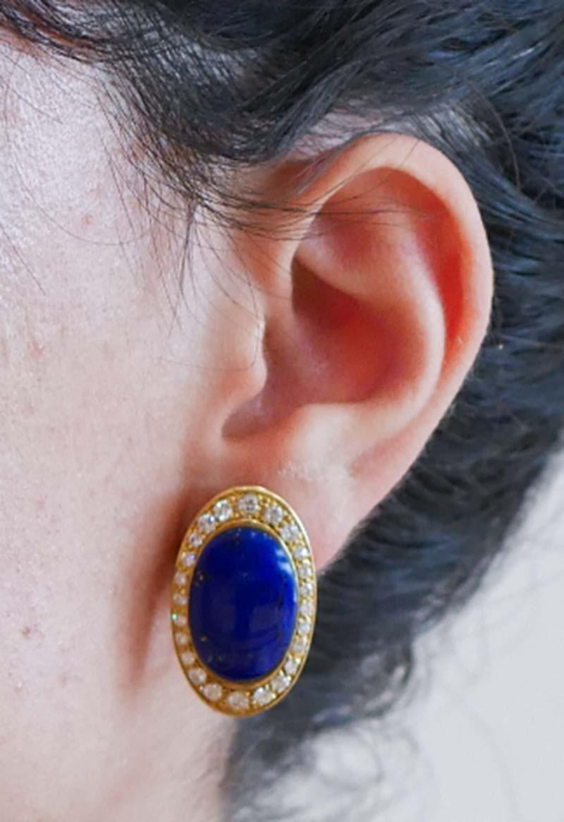 Lapis, diamanti, oro giallo 18 carati Orecchini. In condizioni buone in vendita a Marcianise, Marcianise (CE)