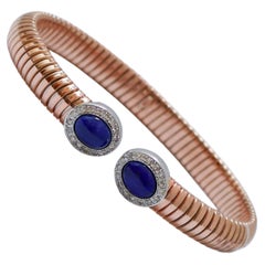 Armband aus Lapislazuli, Diamanten, Roségold und Silber.