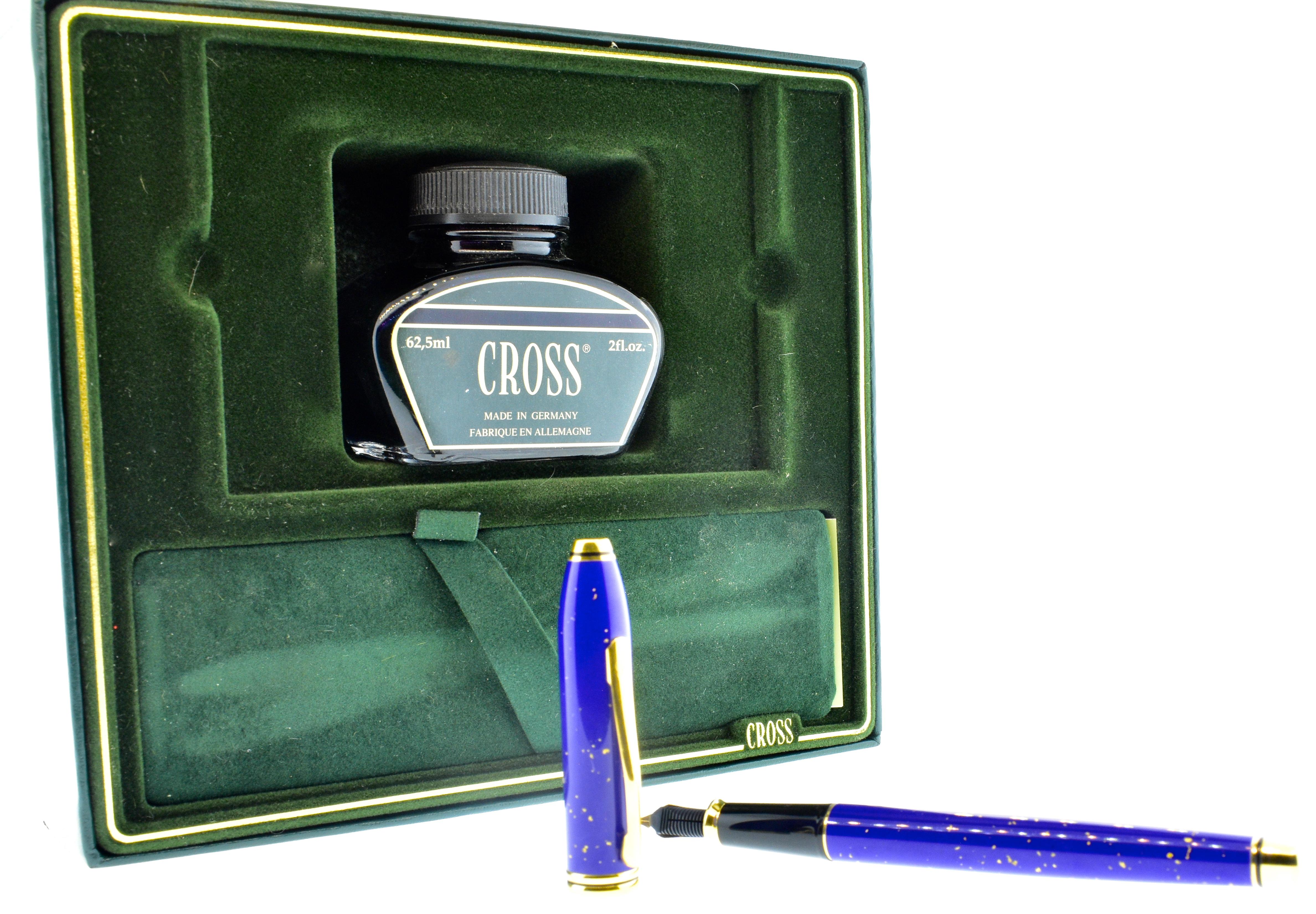 Contemporary Lapis Fountain Pen by Cross with 18 Karat White and Yellow Gold, circa 1995