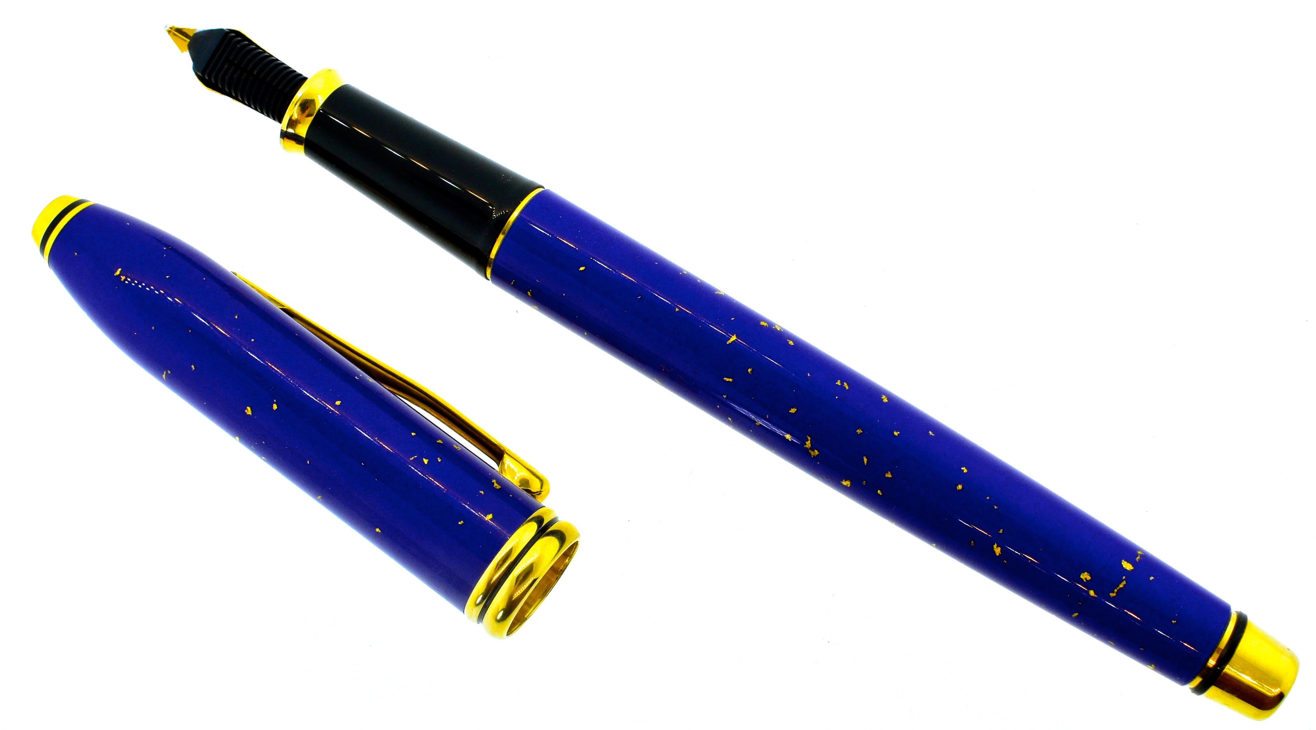 Cross Townsend fountain pen in natural lapis Lazuli.  This writing instrument is new and was never used.  It is accompanied by its original box, ink, and owner's instructions - all unused.  This fountain pen is no longer available at Cross
Did you