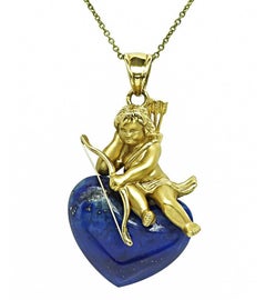 Lapis Gold Cupid Pendant