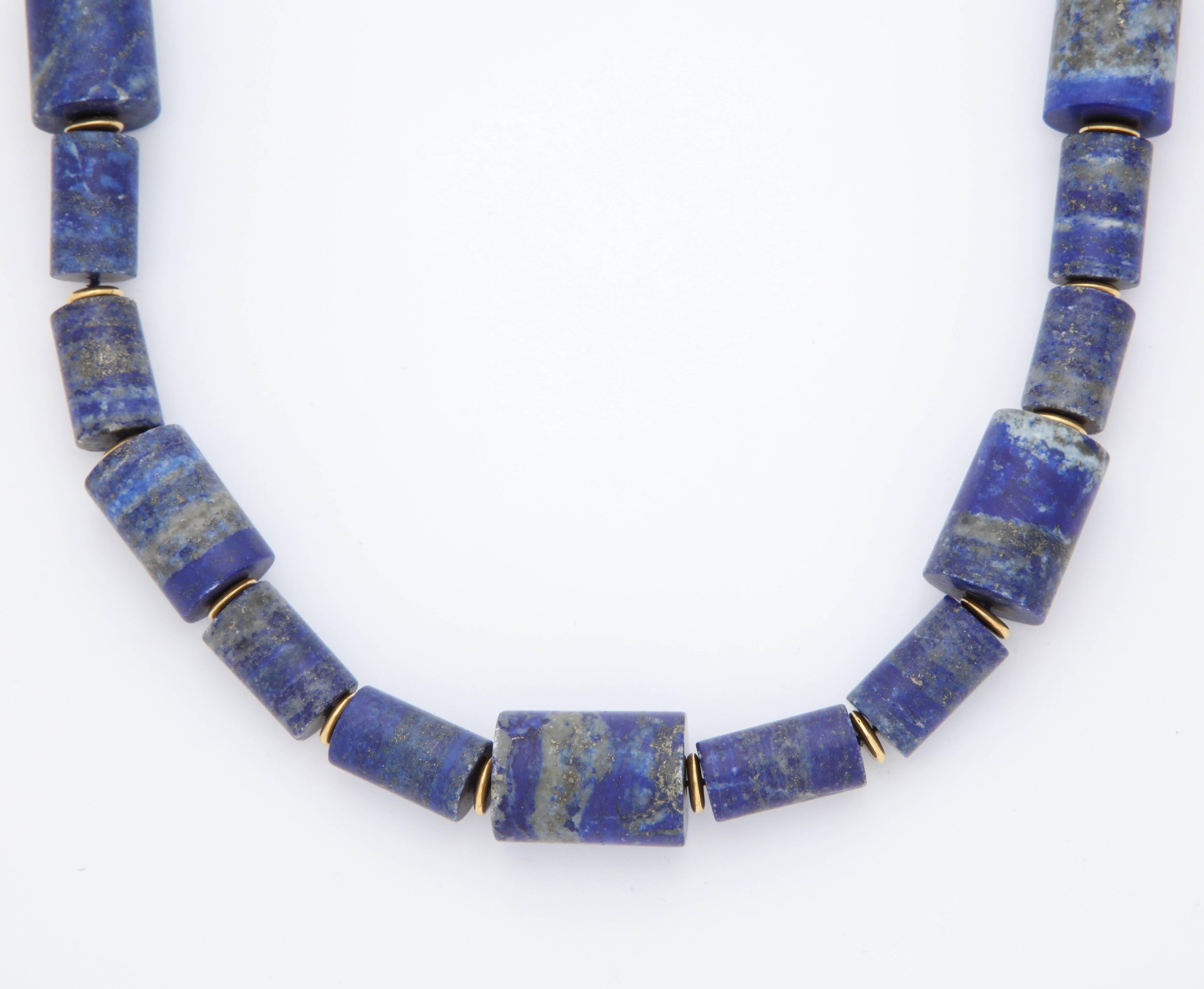 Contemporary Lapis Gold Long Chain For Sale