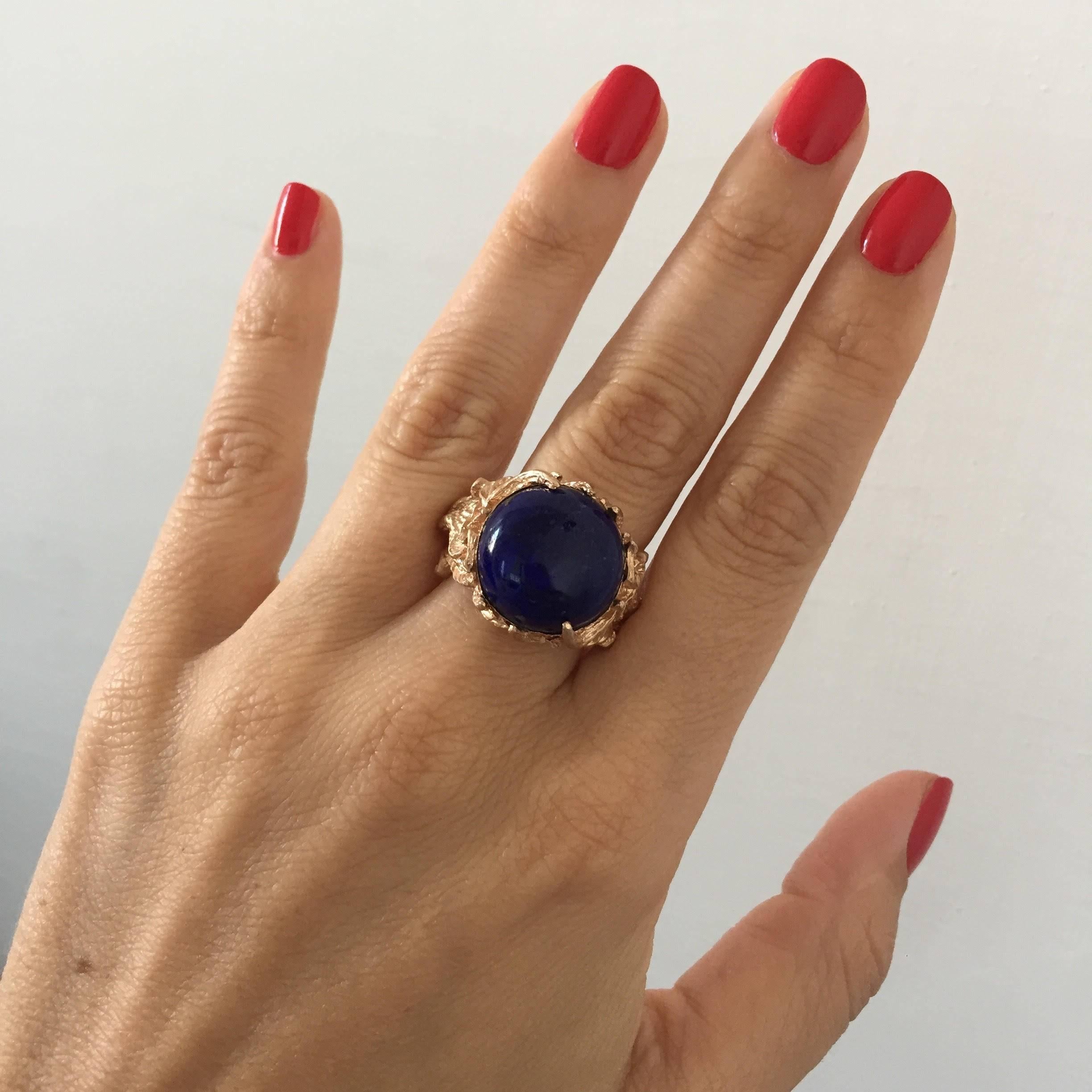 Lapis Gold Sculptural Dragon Gold Ring 1