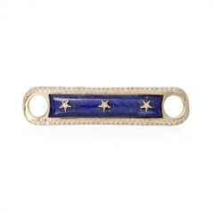Lapis Inlay Diamond 14K (18k upon request) Yellow Gold Star Bar Charm Bracelet