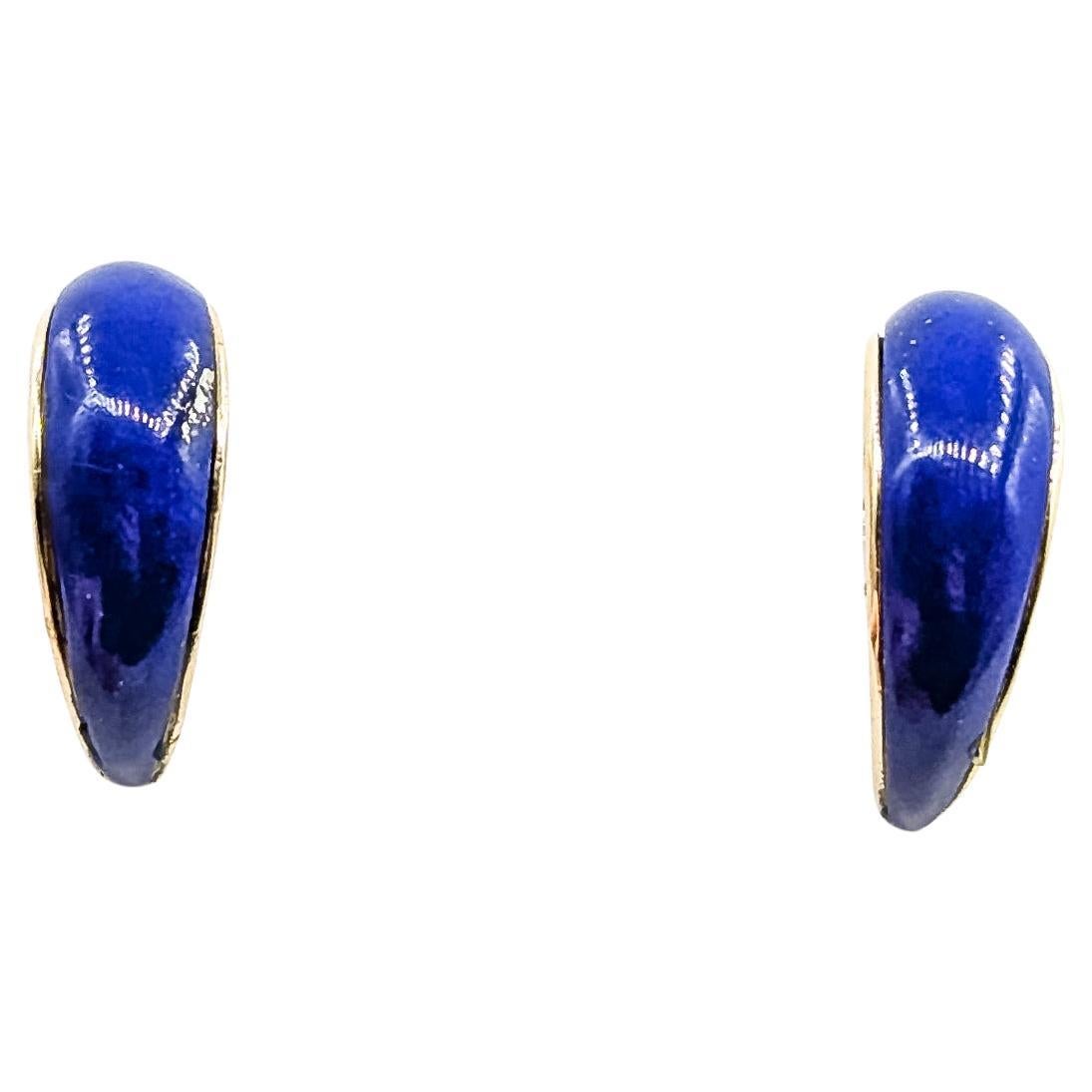 Orecchini con intarsio di lapis in oro giallo 14k