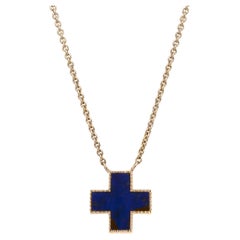Lapis Inlay Heirloom Necklace in 14k Yellow Gold