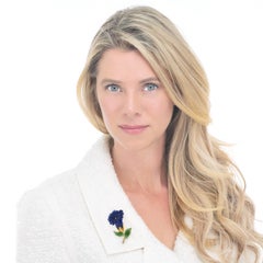 Lapis Jade and Diamond Alpine Gentiana Brooch