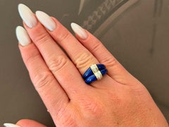Lapis Lazul Diamond Ring 18k Yellow Gold
