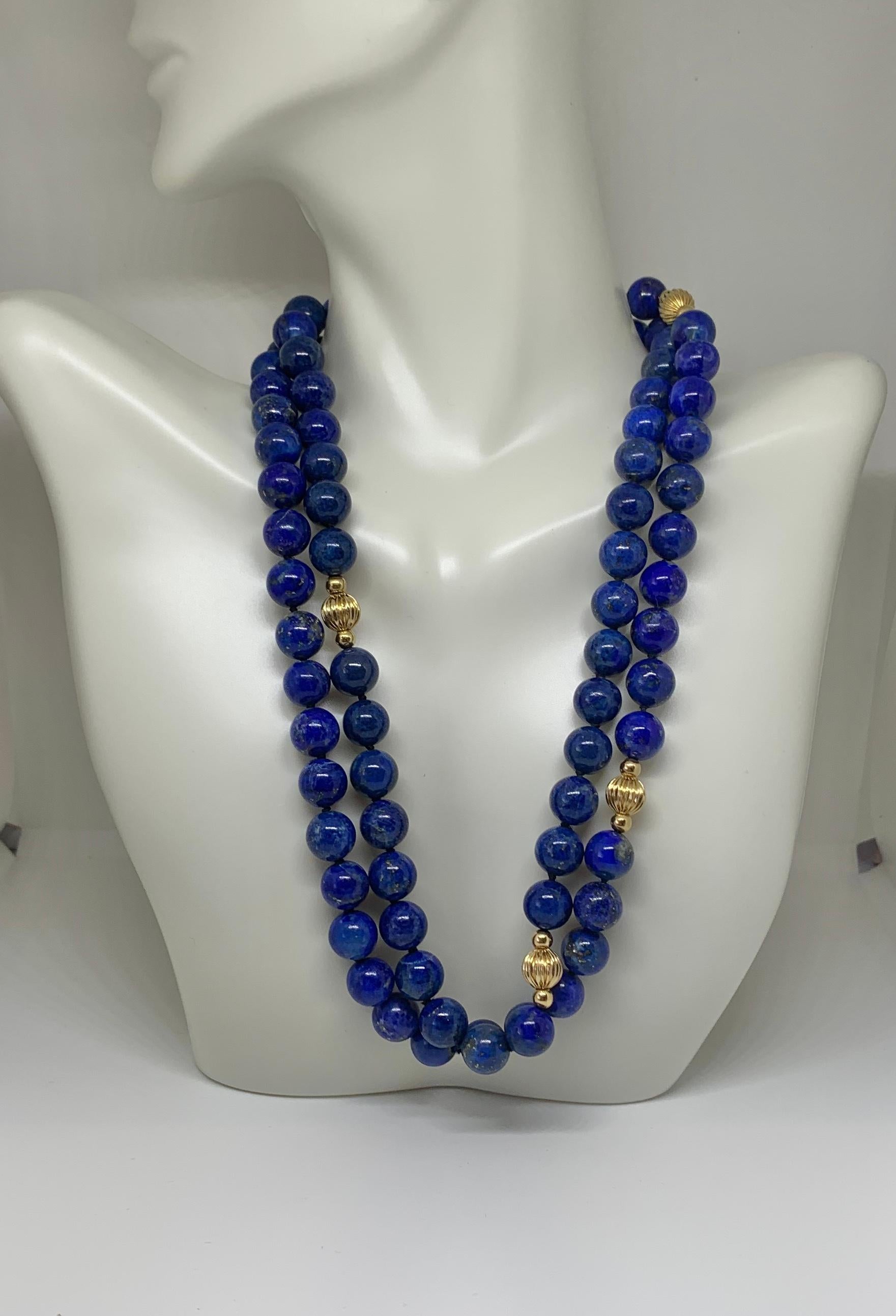 Perlenkette aus 14 Karat Gold mit Lapislazuli 1