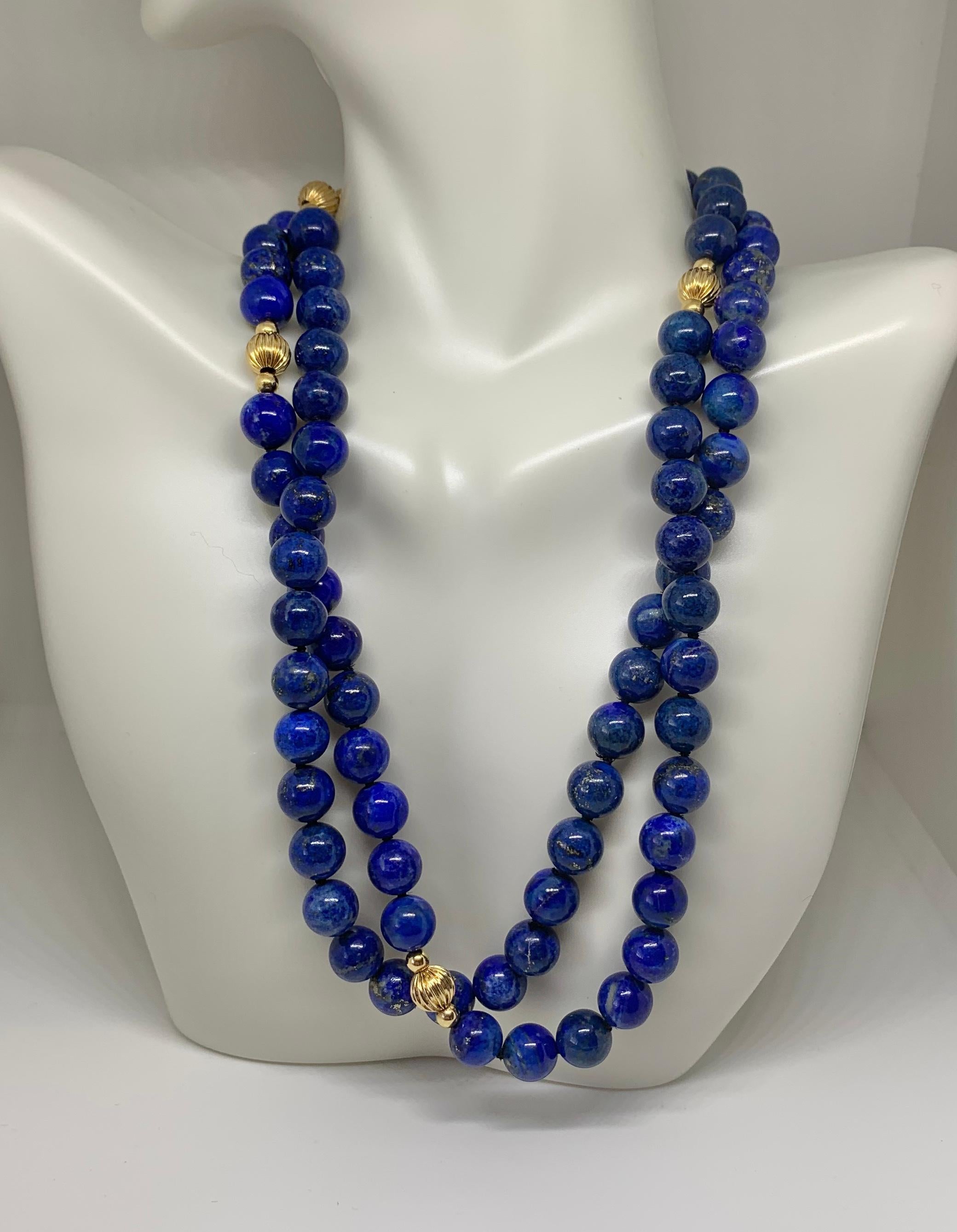 Perlenkette aus 14 Karat Gold mit Lapislazuli 3