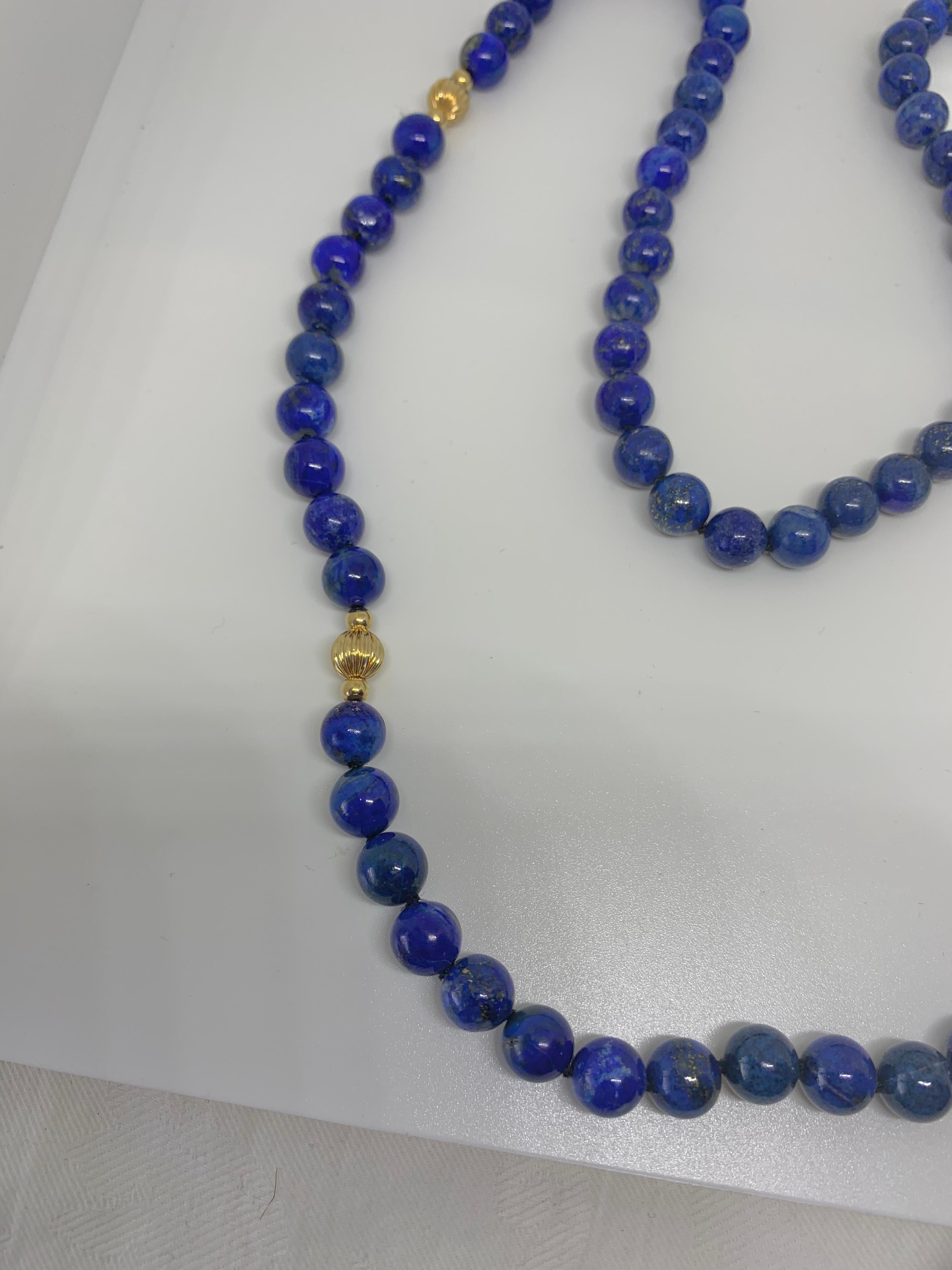Perlenkette aus 14 Karat Gold mit Lapislazuli 4