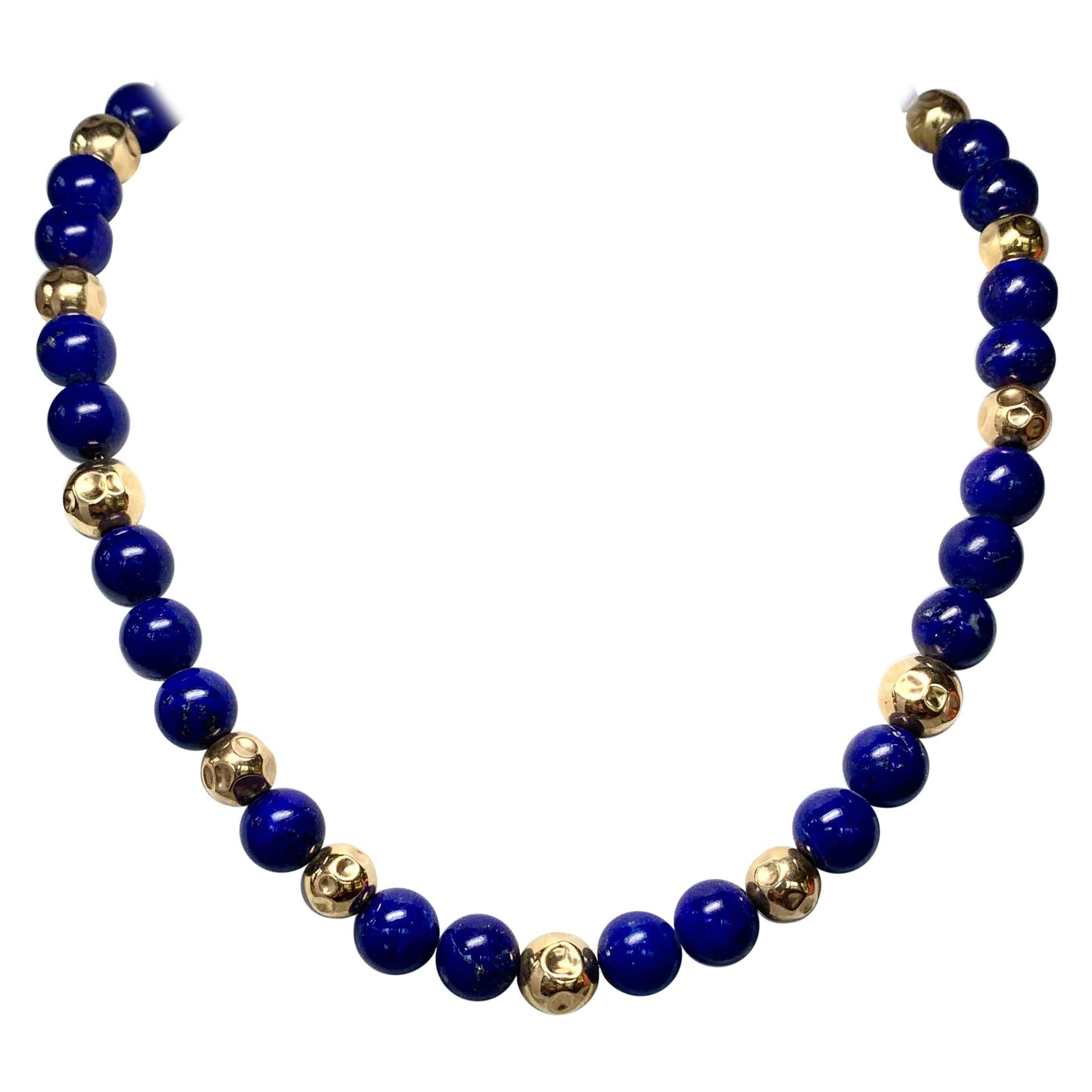 Lapis Lazuli 14 Karat Gold Bead Necklace Beads