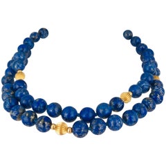 Retro Lapis Lazuli 14 Karat Gold Beads