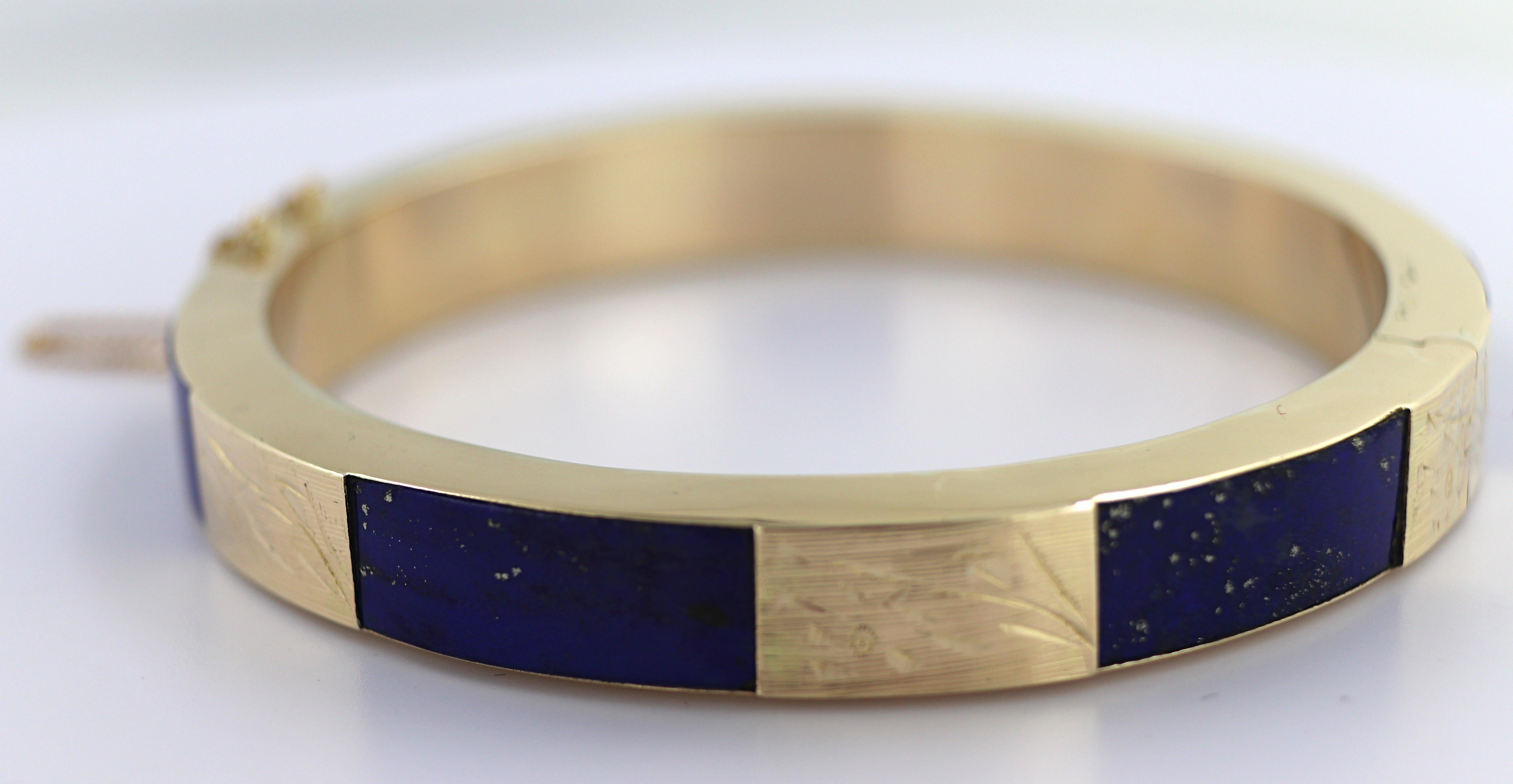 Lapis Lazuli, 14k Yellow Gold Bracelet In Good Condition For Sale In Pleasant Hill, CA