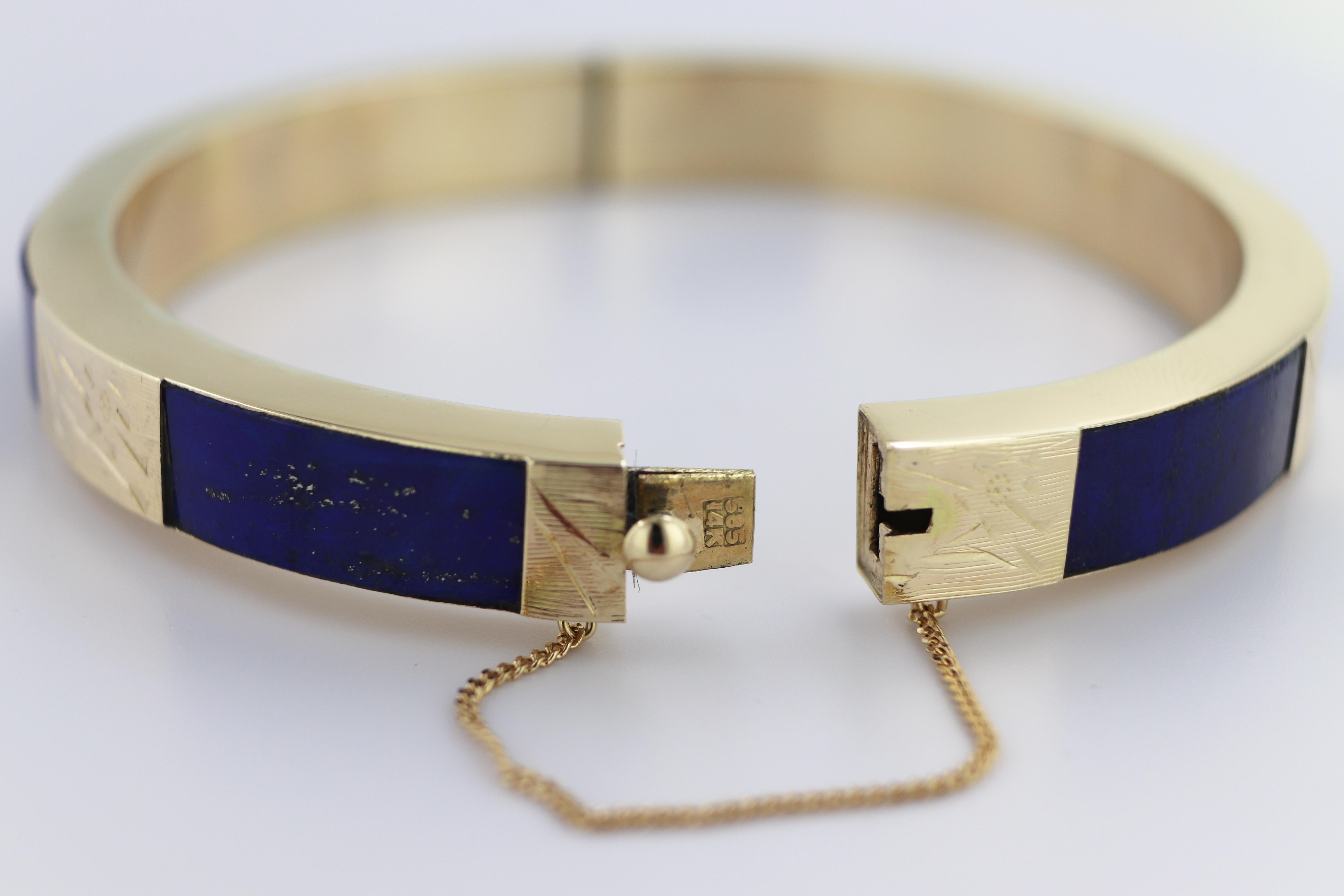 Lapis Lazuli, 14k Yellow Gold Bracelet For Sale 1