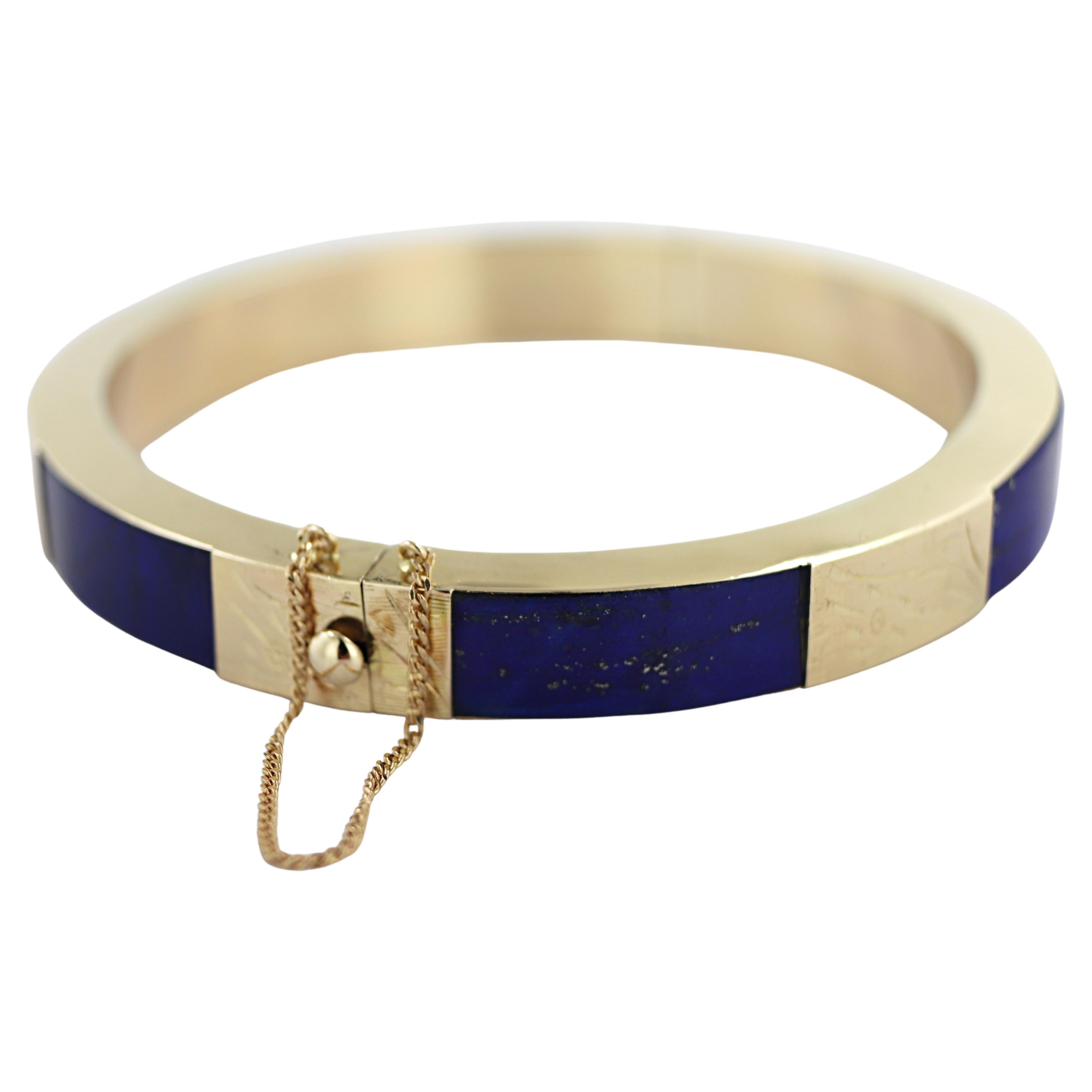 Lapis Lazuli, 14k Yellow Gold Bracelet For Sale