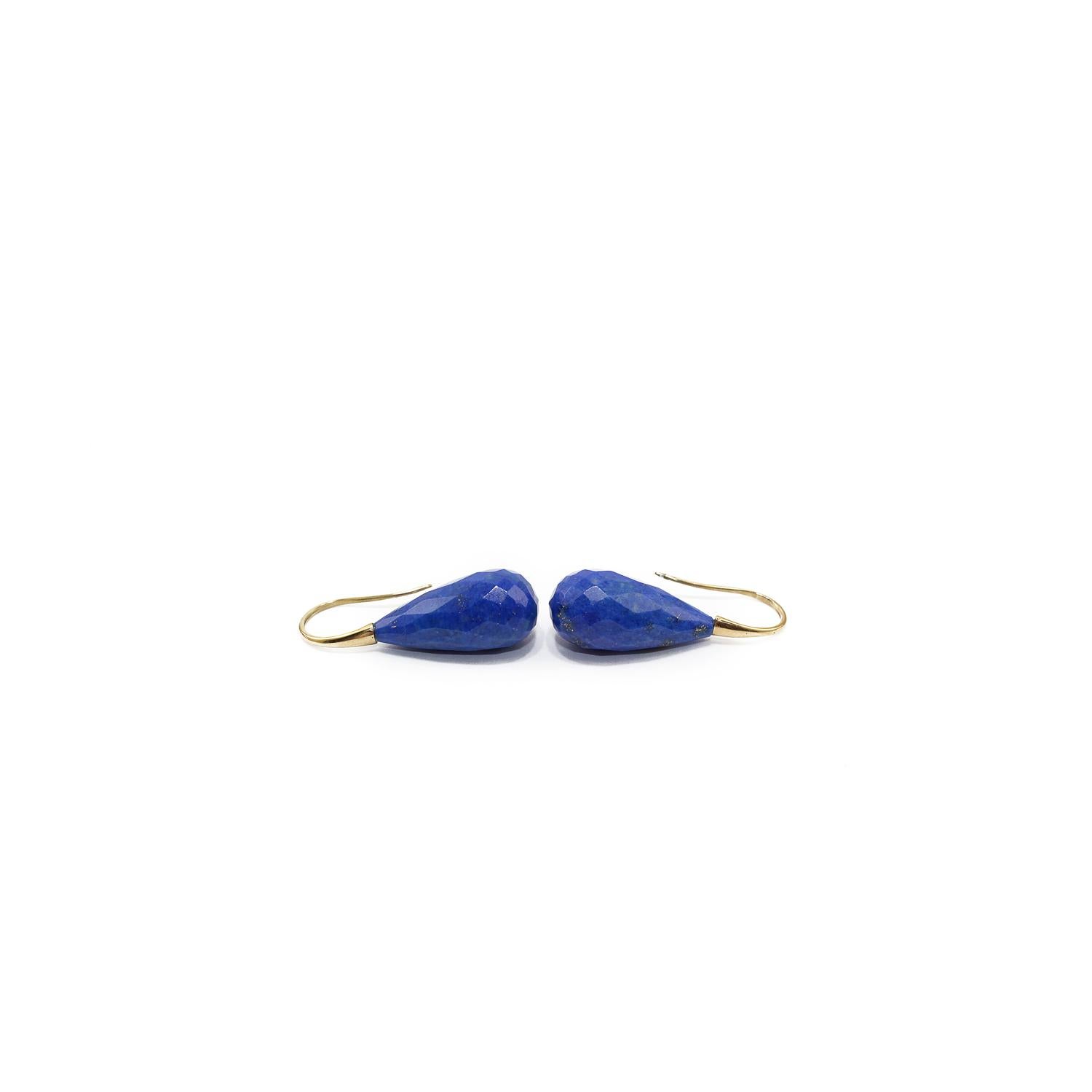 Pear Cut Lapis Lazuli 18 Karat Gold Earrings For Sale