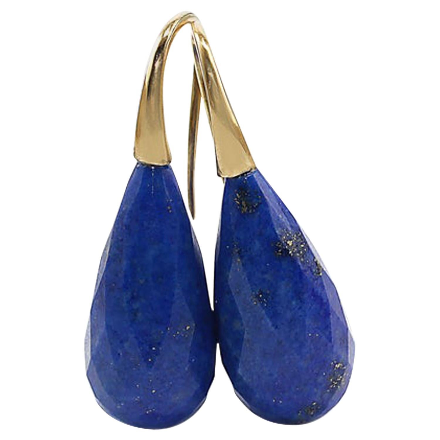 Lapis Lazuli 18 Karat Gold Earrings For Sale