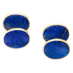 Lapis Lazuli 18 Karat Yellow Gold Oval Cufflinks