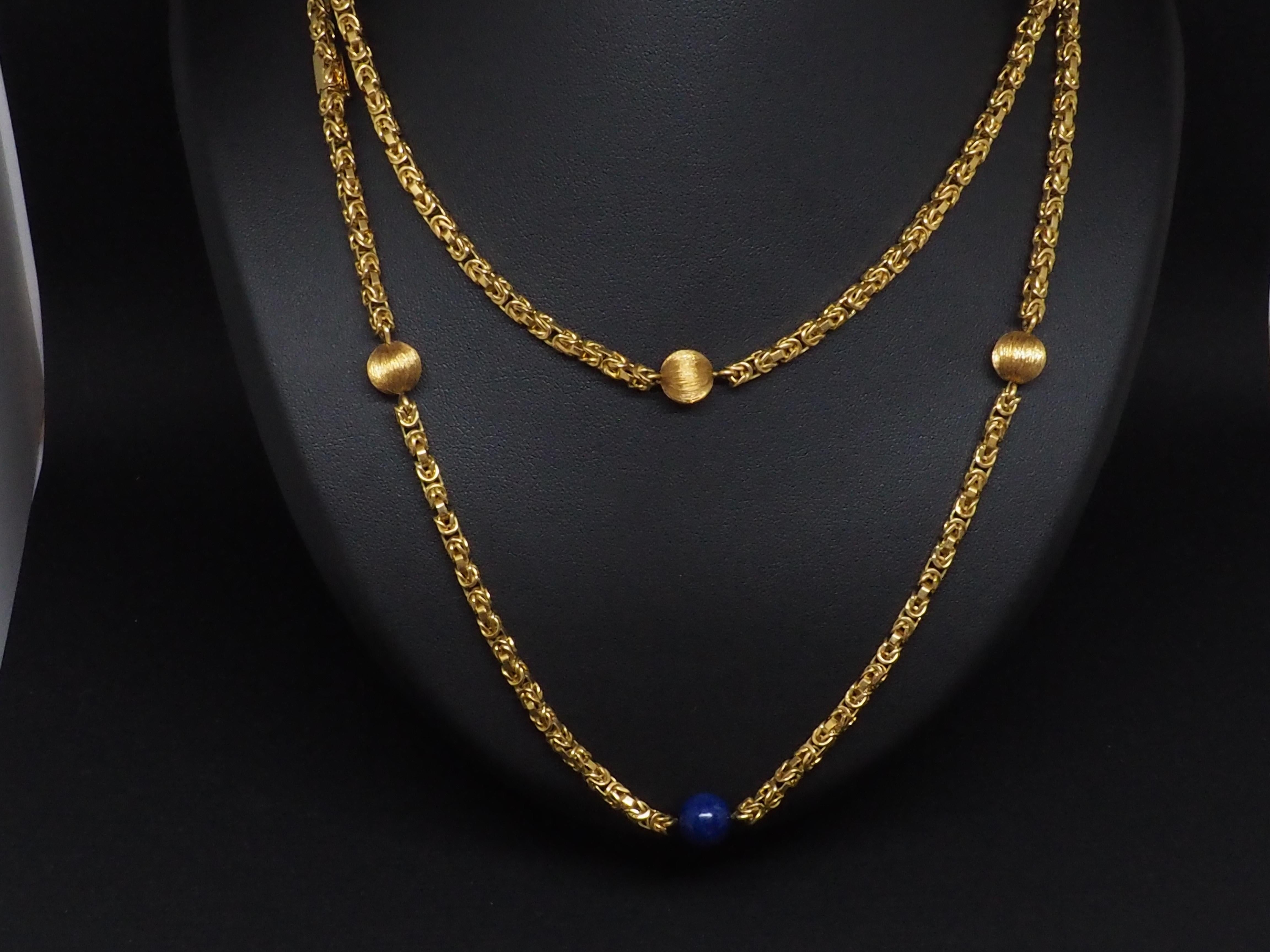 Lapis Lazuli 18k Yellow Gold Art Deco Necklace For Sale 5