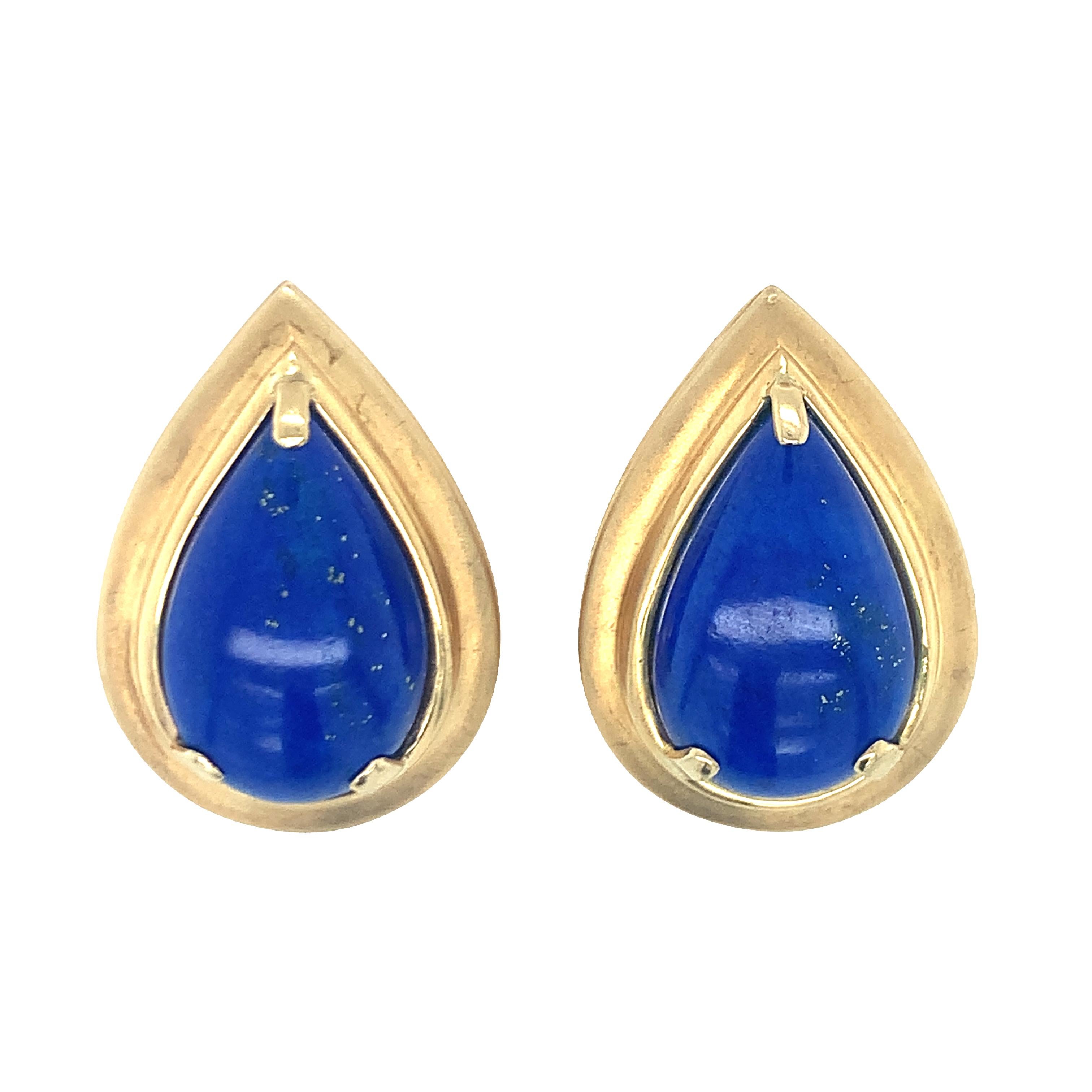 Women's Lapis Lazuli 18K Yellow Gold Earrings For Sale