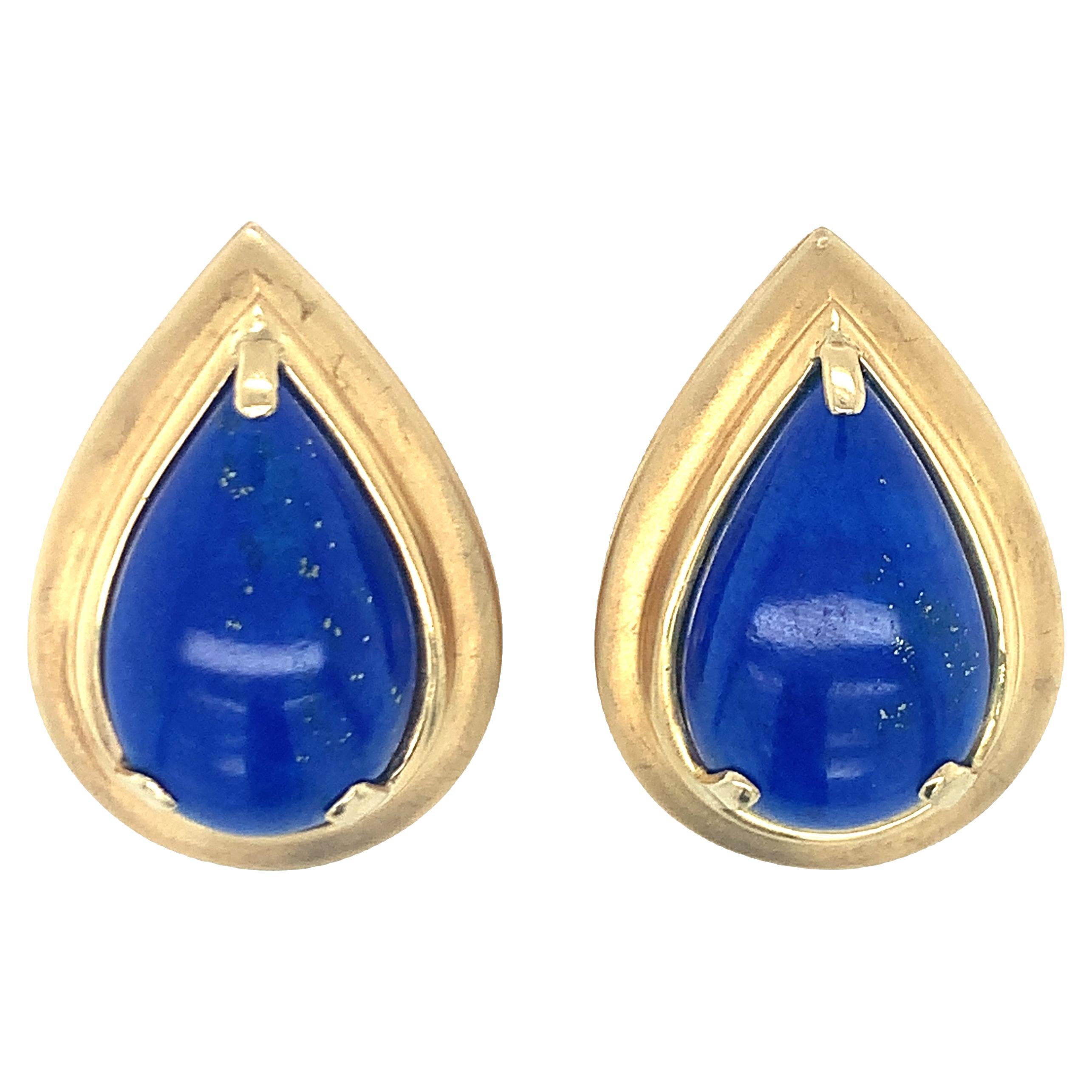 Boucles d'oreilles en Lapis Lazuli or jaune 18K