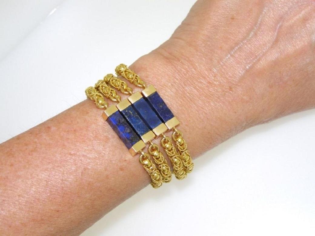 Lapis Lazuli 18k Yellow Gold Long Necklace For Sale 1