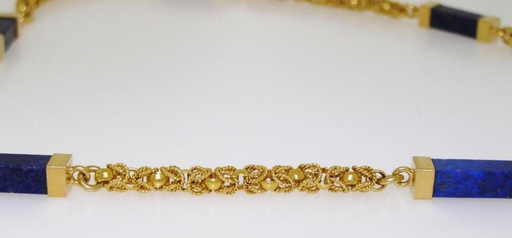 Lapis Lazuli 18k Yellow Gold Long Necklace For Sale 3