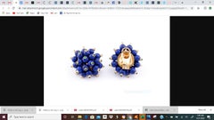 Lapis Lazuli/ 2ct Emerald Bead Cluster Earrings 