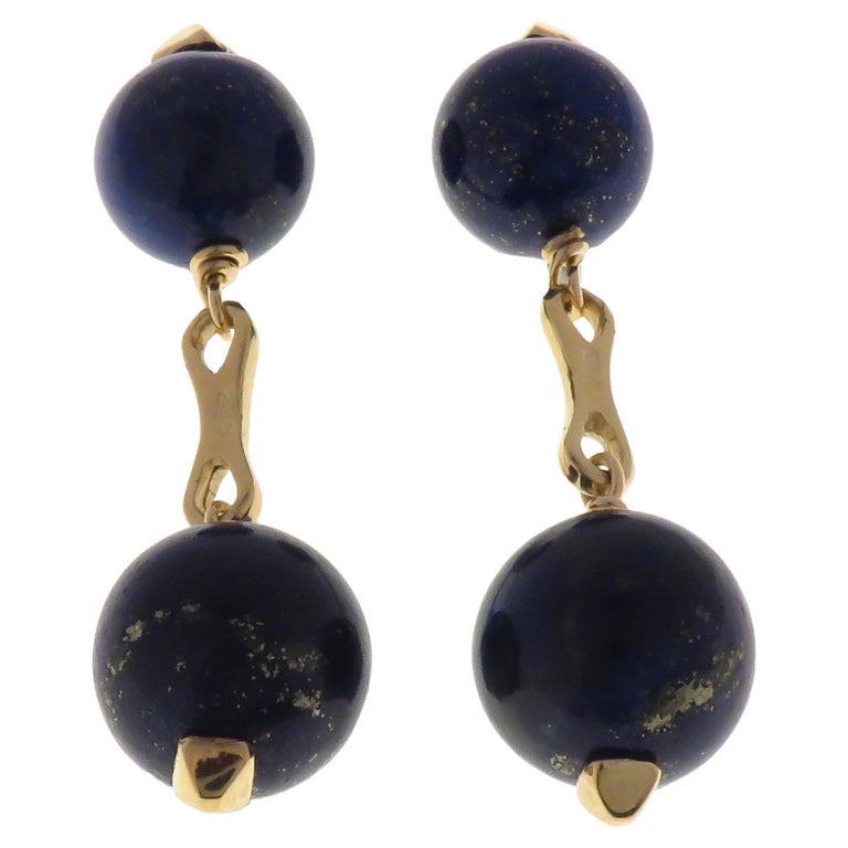 Lapis Lazuli 9 Karat Rose Gold Cufflinks Handcrafted in Italy For Sale
