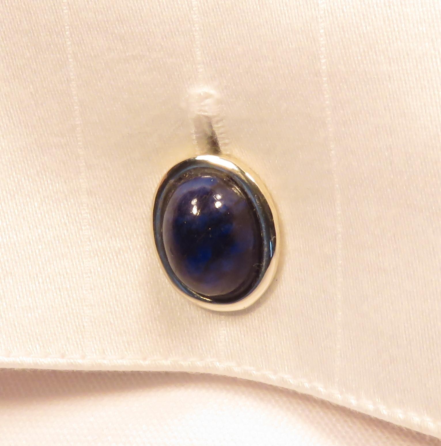 Boutons de manchette en or blanc 9 carats et lapis-lazuli, fabriqués à la main en Italie Neuf - En vente à Milano, IT