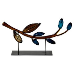 Lapis Lazuli, a brown 
blue botanical glass artwork by Michèle Oberdieck