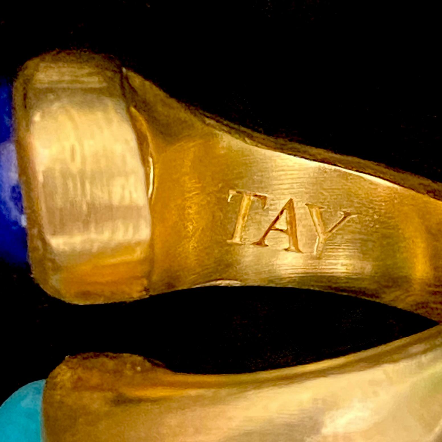 Women's Lapis Lazuli & Amazonite set 'Athena' Crossover Ring For Sale
