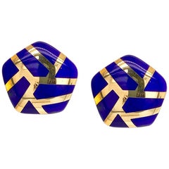 Lapis-Lazuli and 14 Karat Yellow Gold Earrings Lapis-Lazuli and 14 Karat Yellow Gold Earrings