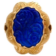 Vintage Lapis Lazuli and 14 Karat Yellow Gold Ring