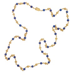 Lapis Lazuli and 18 Carats Yellow Gold Balls Necklace