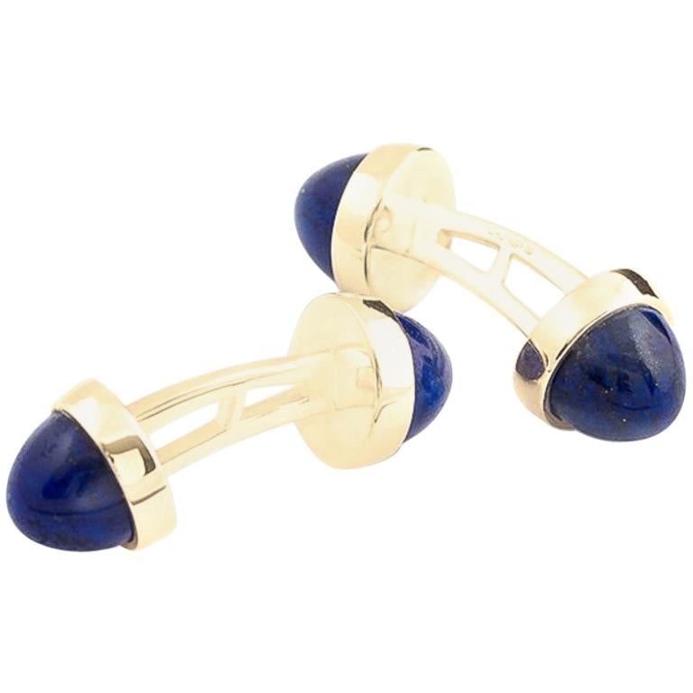 LAPIS LAZULI and 18 Karat Gold Double Sided Cufflinks For Sale