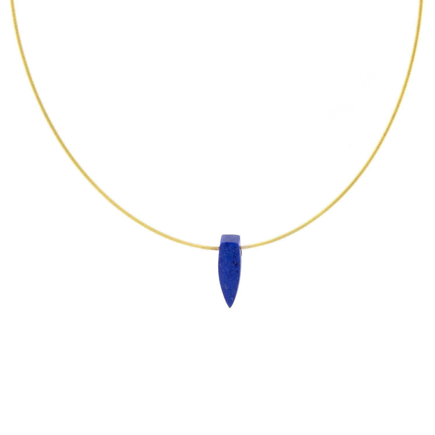Contemporary Lapis Lazuli and 18 Karat Gold Necklace For Sale
