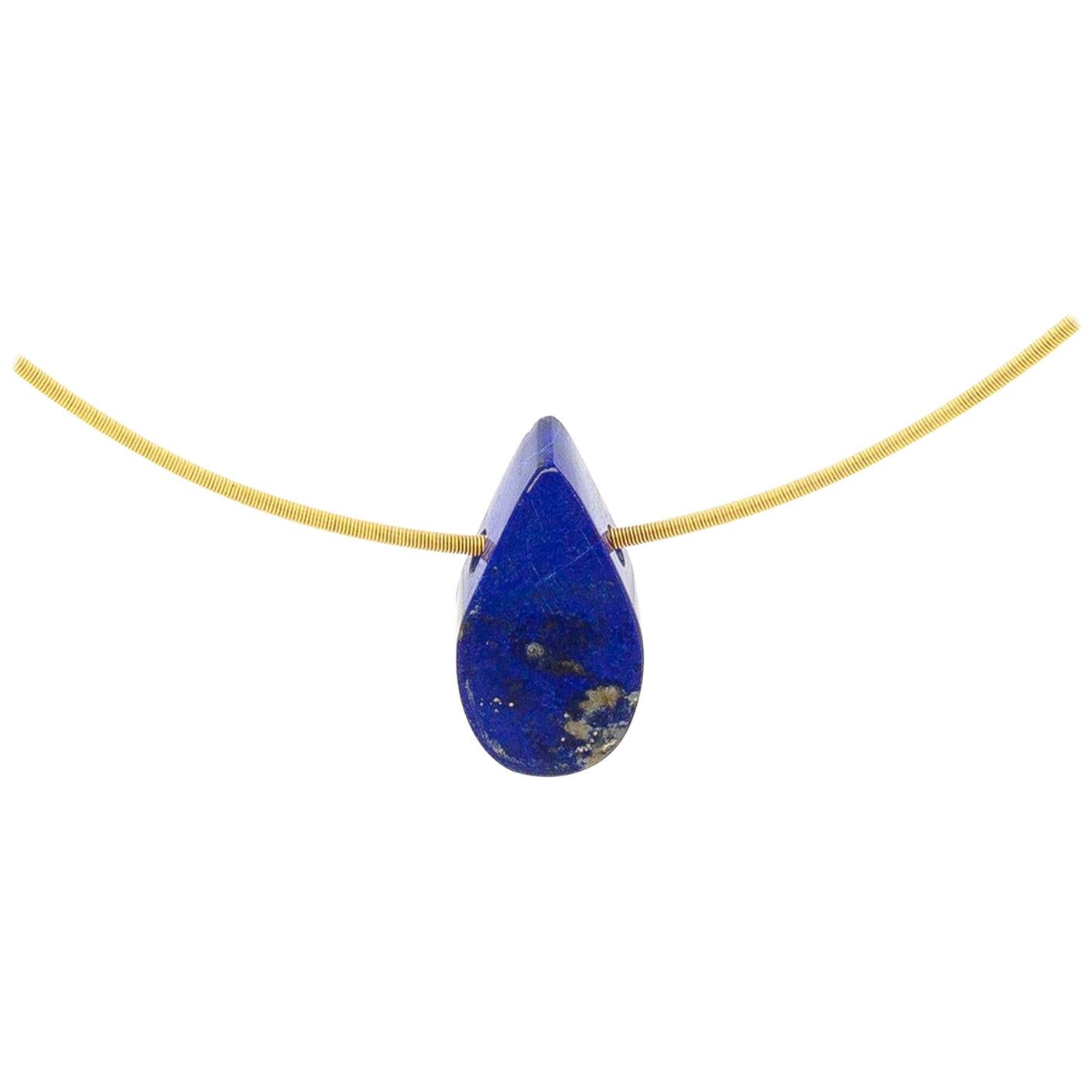 Lapis Lazuli and 18 Karat Gold Necklace For Sale