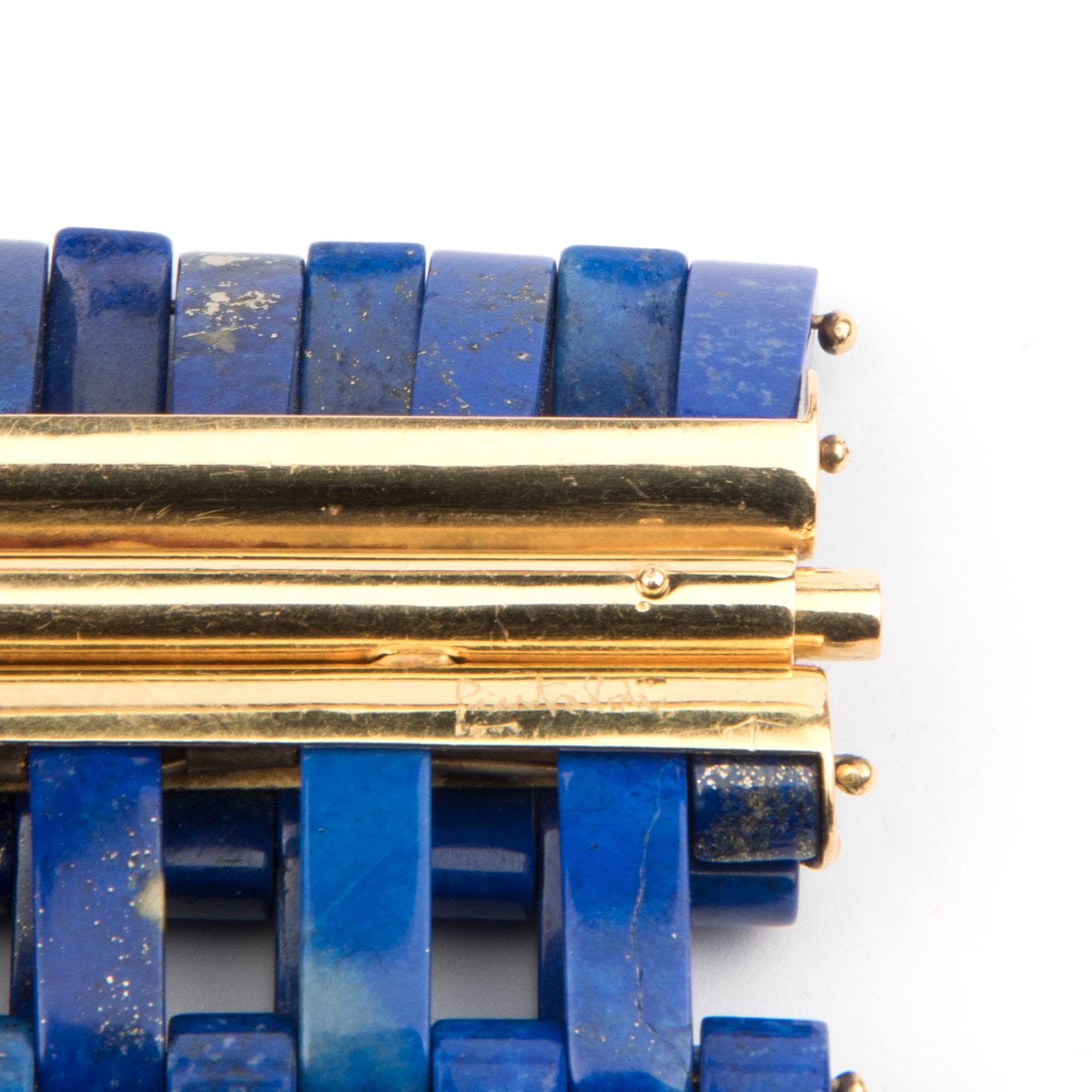 Lapis Lazuli and 18 Karat Yellow Gold Link Bracelet by Angela Pintaldi For Sale 4