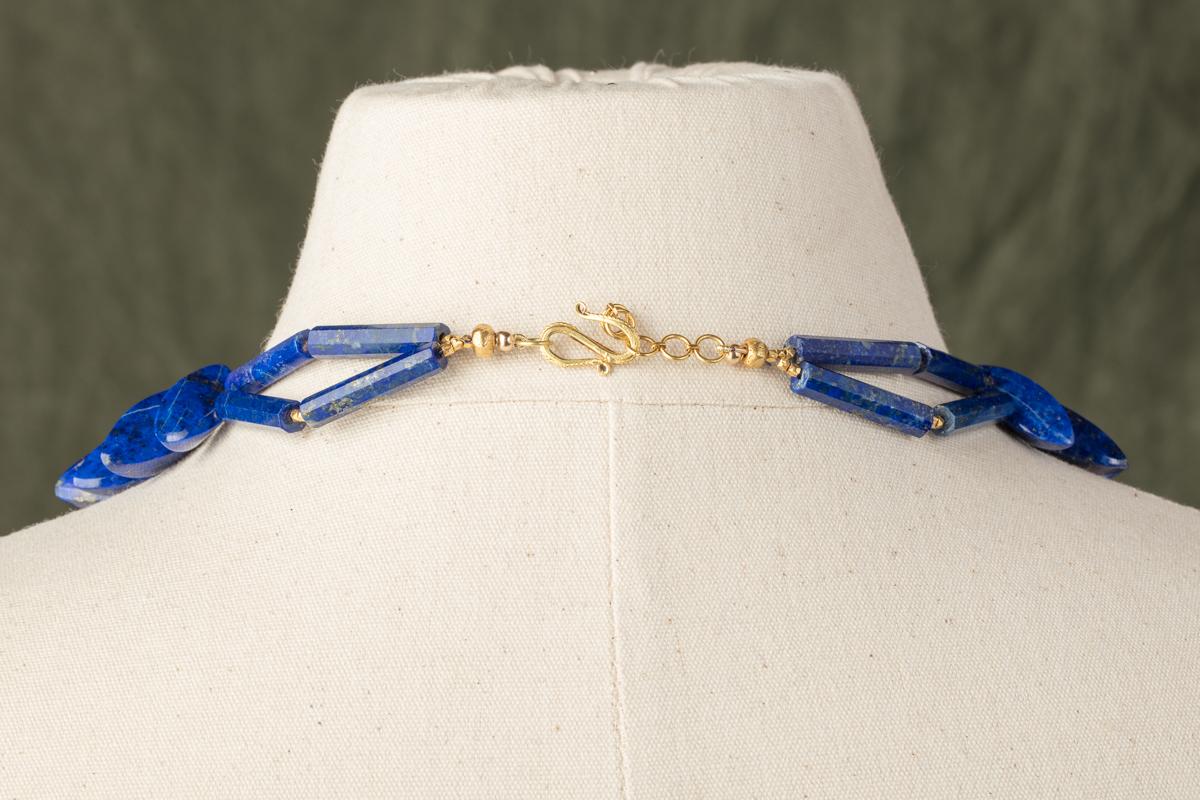 Lapis Lazuli and 22 Karat Gold Beaded Necklace In Excellent Condition In Nantucket, MA